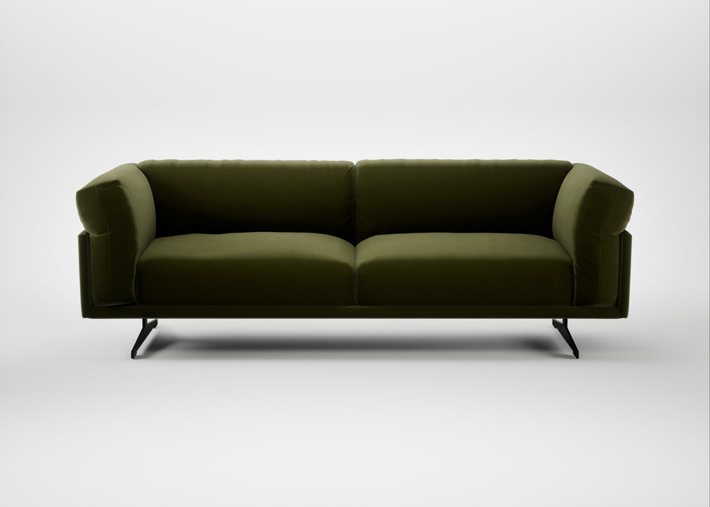 Novara 4 Seater Sofa Cotton Velvet Evergreen / Black