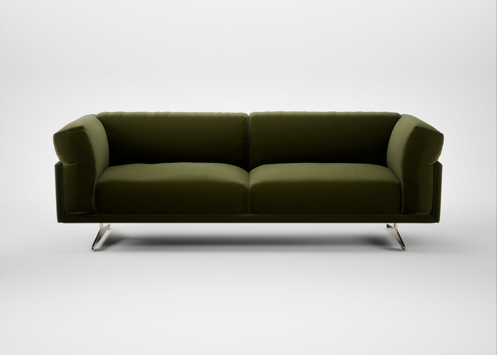 Novara 4 Seater Sofa Cotton Velvet Evergreen / Stainless Steel