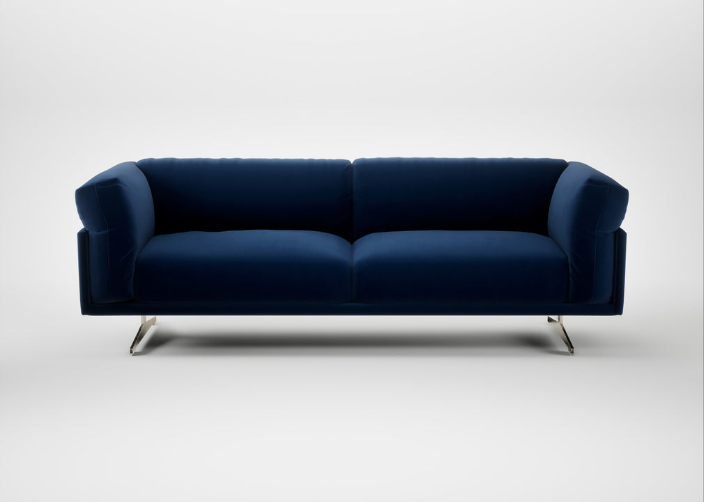 Novara 4 Seater Sofa Cotton Velvet Midnight / Stainless Steel