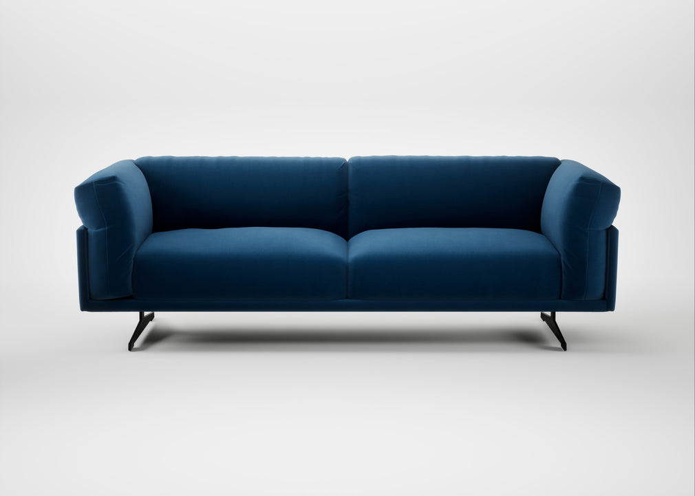 Novara 4 Seater Sofa Cotton Velvet Petrol / Black