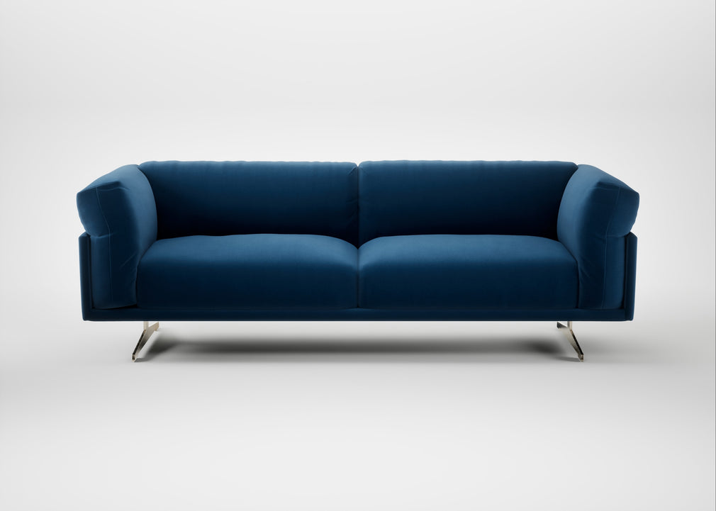 Novara 4 Seater Sofa Cotton Velvet Petrol / Stainless Steel