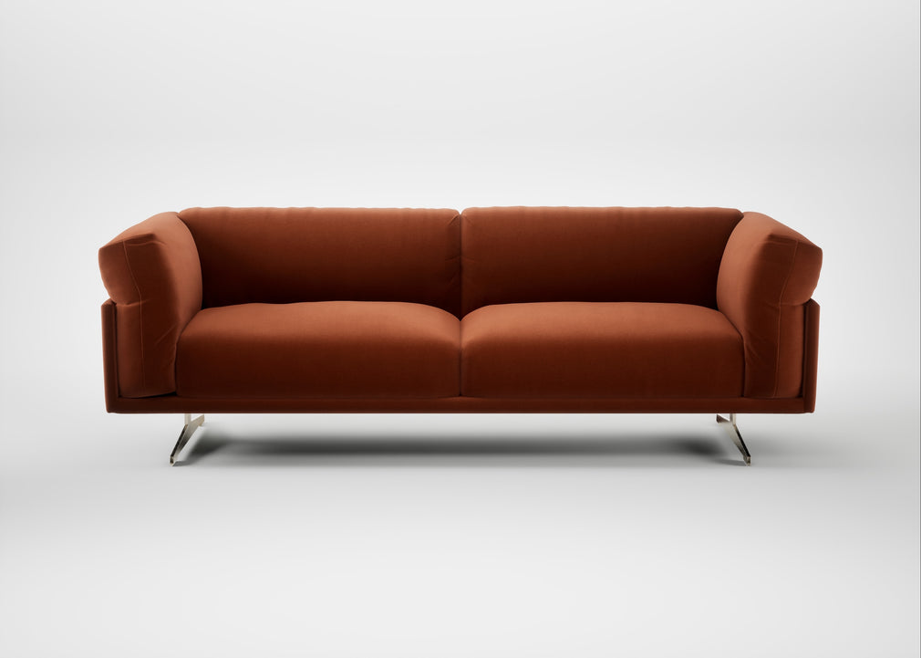 Novara 4 Seater Sofa Cotton Velvet Russet / Stainless Steel