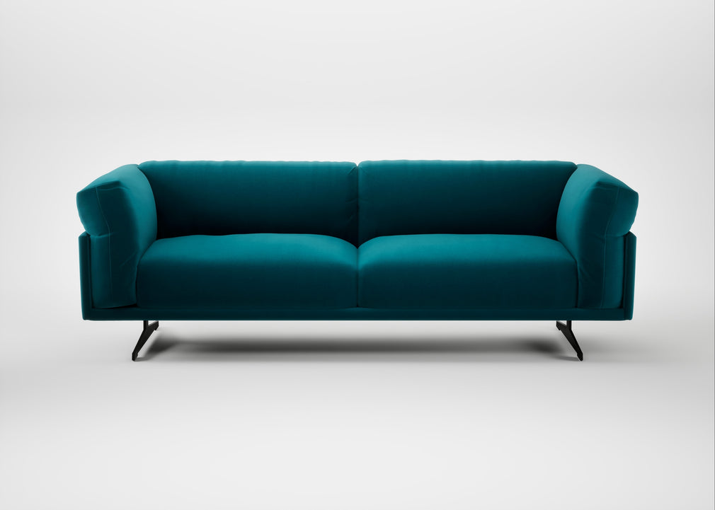 Novara 4 Seater Sofa Cotton Velvet Teal / Black