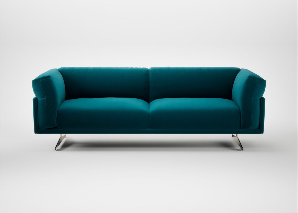 Novara 4 Seater Sofa Cotton Velvet Teal / Stainless Steel