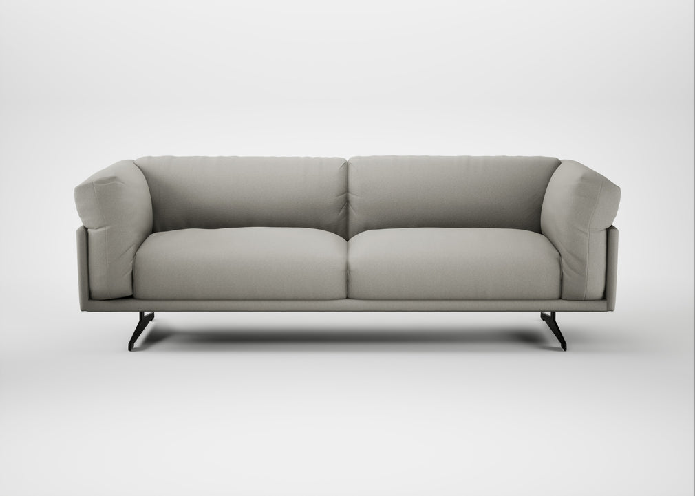 Novara 4 Seater Sofa Melton Wool Limestone / Black