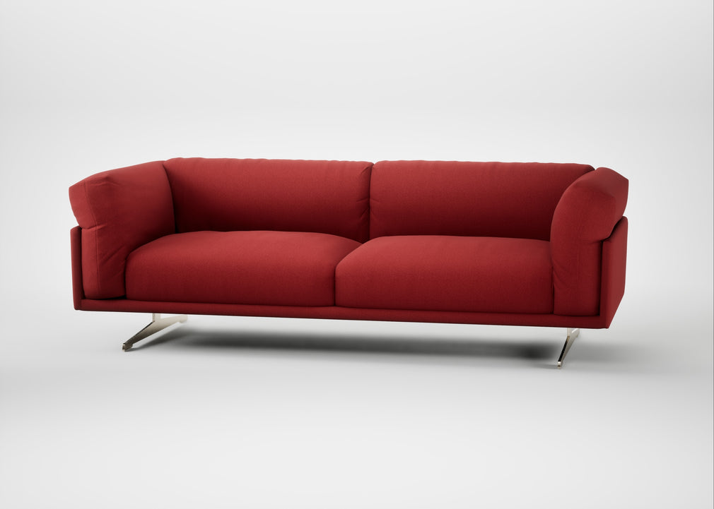 Novara 4 Seater Sofa Melton Wool Red Oxide / Stainless Steel