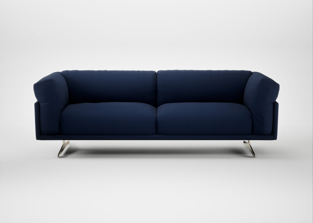 Novara 4 Seater Sofa Smart Cotton Linen Indigo / Stainless Steel