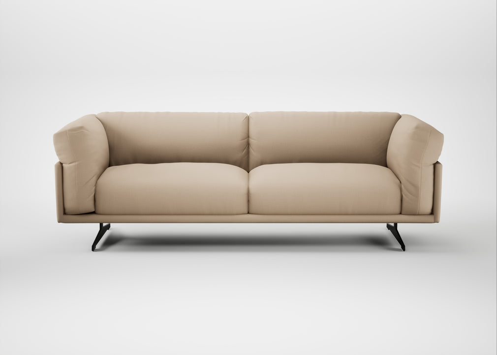 Novara 4 Seater Sofa Smart Cotton Linen Rice / Black