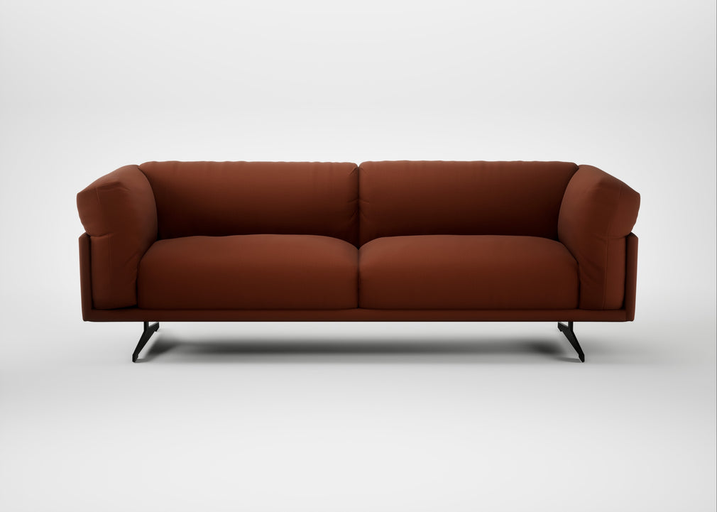 Novara 4 Seater Sofa Smart Cotton Linen Rust / Black