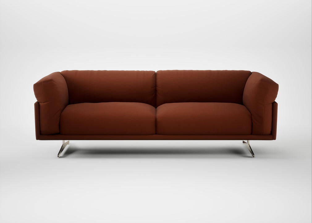Novara 4 Seater Sofa Smart Cotton Linen Rust / Stainless Steel