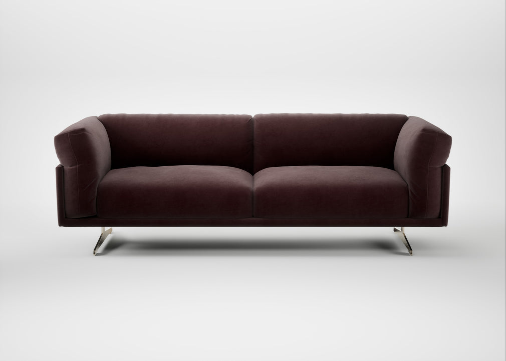Novara 4 Seater Sofa Smart Luxe Velvet Acorn / Stainless Steel