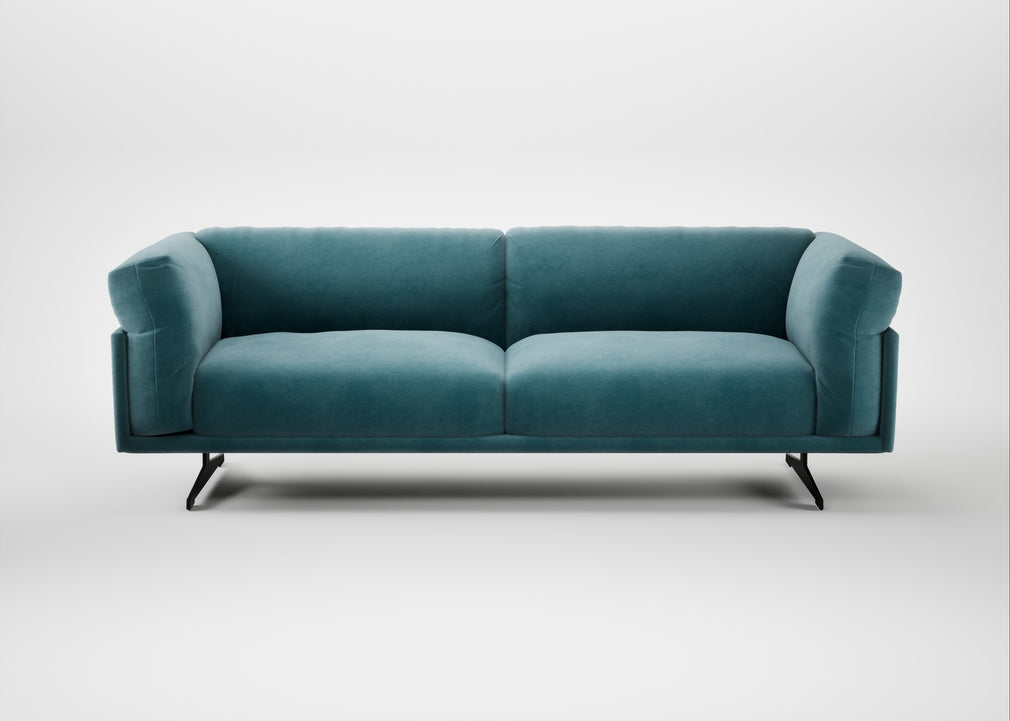 Novara 4 Seater Sofa Smart Luxe Velvet Airforce Blue / Black