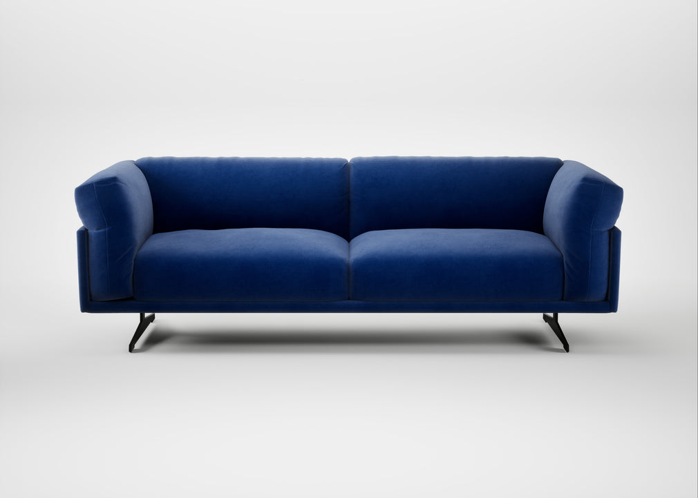 Novara 4 Seater Sofa Smart Luxe Velvet Azure / Black