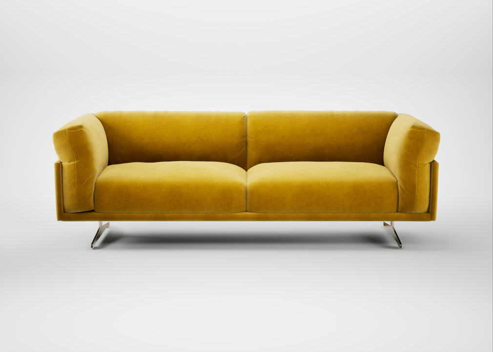 Novara 4 Seater Sofa Smart Luxe Velvet Canary / Stainless Steel