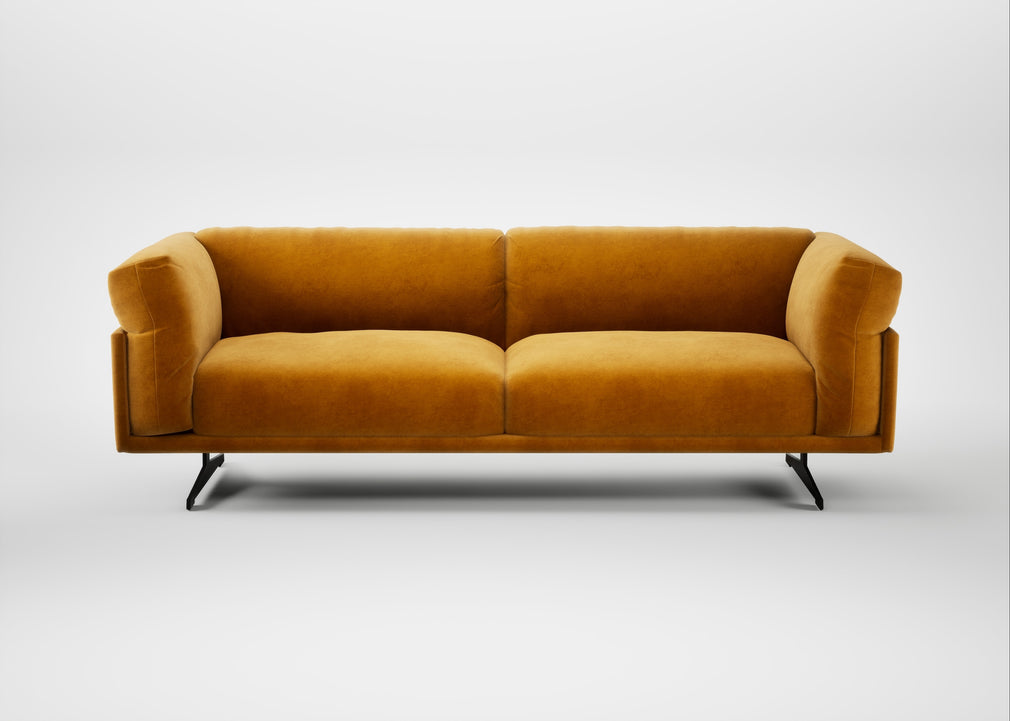 Novara 4 Seater Sofa Smart Luxe Velvet Cognac / Black