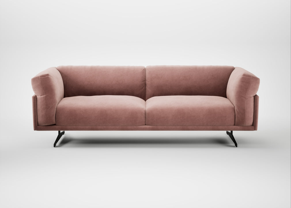 Novara 4 Seater Sofa Smart Luxe Velvet Dusky Pink / Black