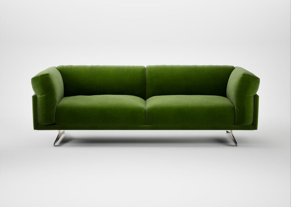 Novara 4 Seater Sofa Smart Luxe Velvet Grass / Stainless Steel