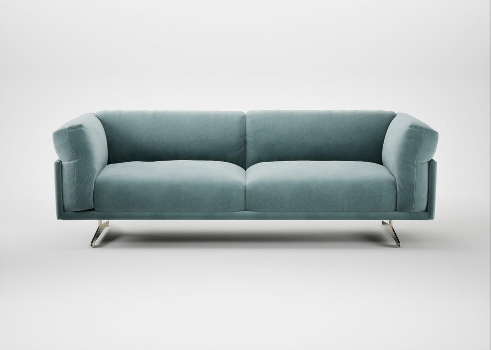 Novara 4 Seater Sofa Smart Luxe Velvet Mineral Blue / Stainless Steel
