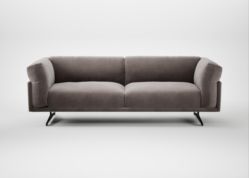 Novara 4 Seater Sofa Smart Luxe Velvet Mushroom / Black