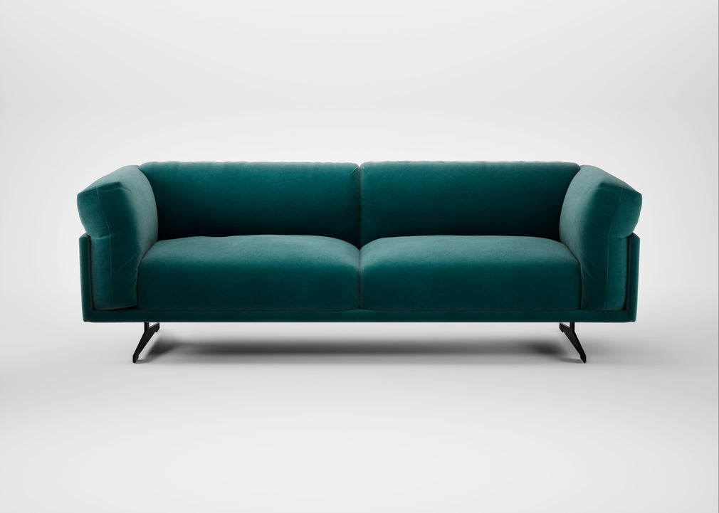Novara 4 Seater Sofa Smart Luxe Velvet Ocean Green / Black