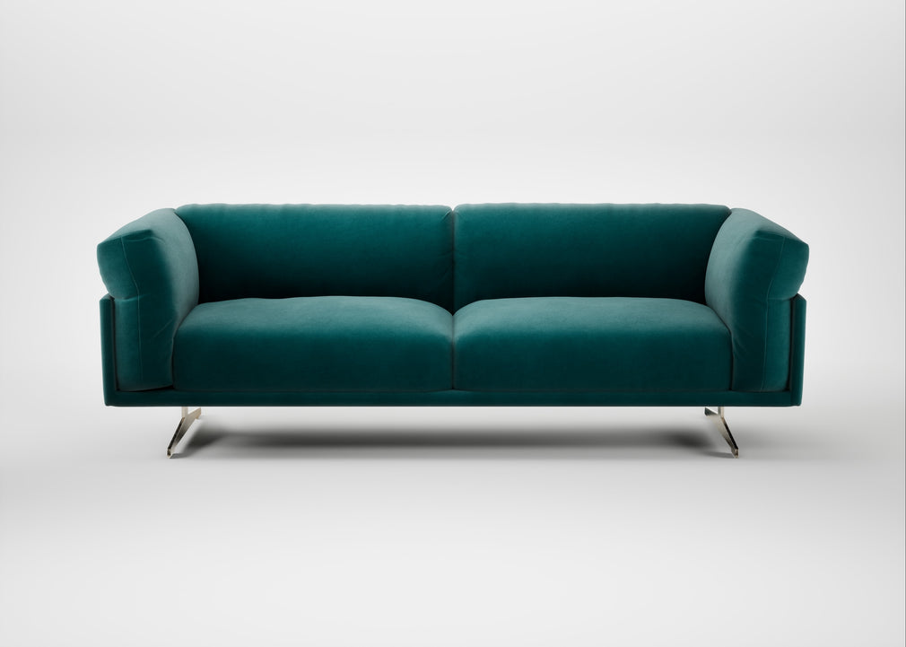 Novara 4 Seater Sofa Smart Luxe Velvet Ocean Green / Stainless Steel