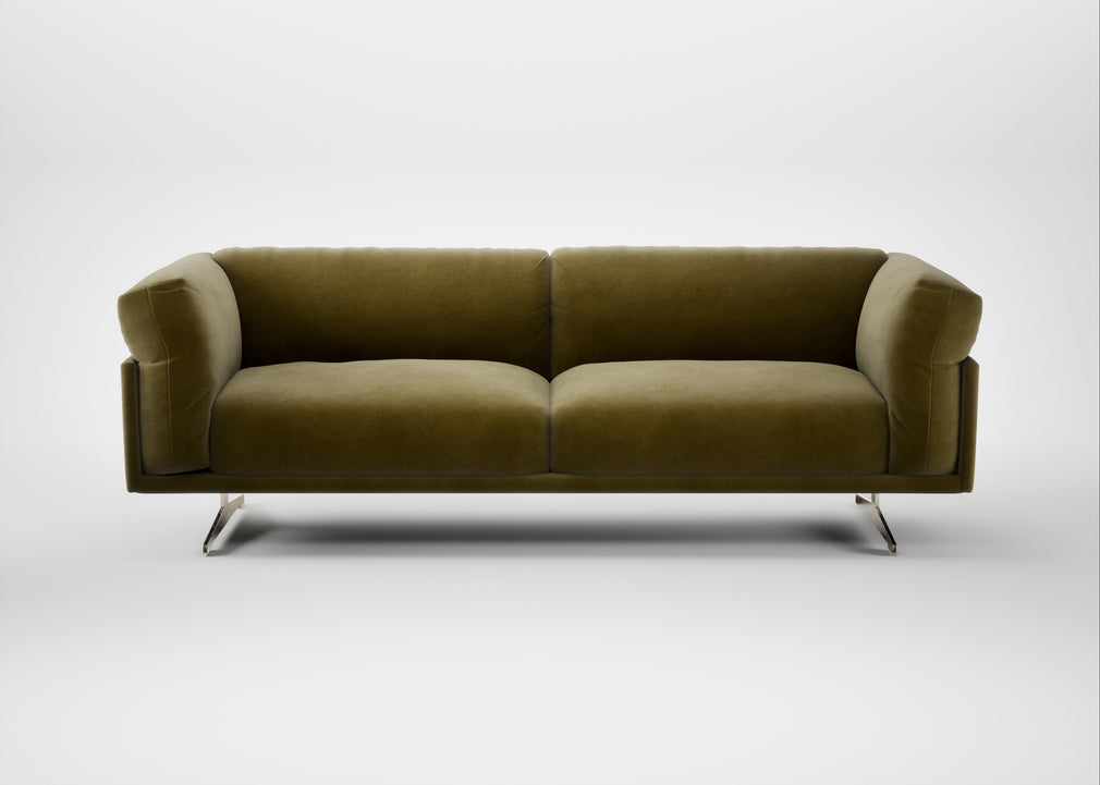 Novara 4 Seater Sofa Smart Luxe Velvet Peridot / Stainless Steel