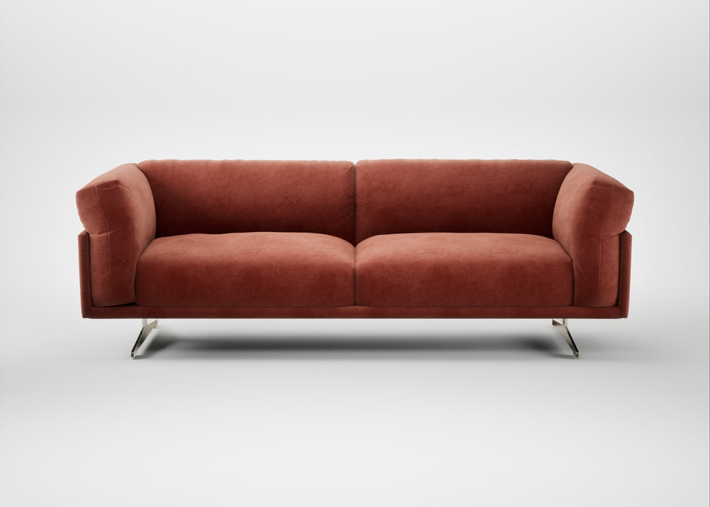 Novara 4 Seater Sofa Smart Luxe Velvet Tawny / Stainless Steel