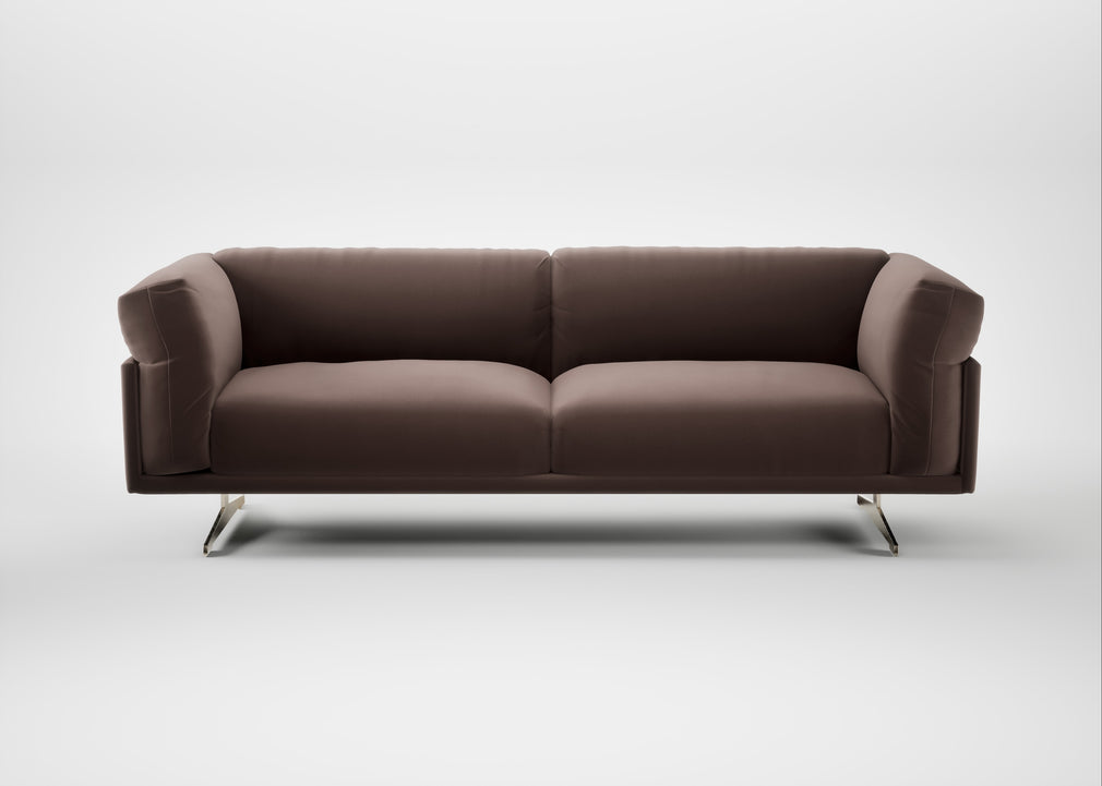 Novara 4 Seater Sofa Smart Velvet Mouse / Stainless Steel