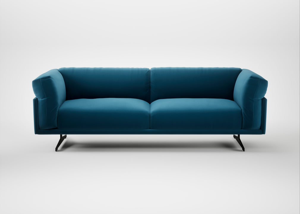 Novara 4 Seater Sofa Smart Velvet Ocean Blue / Black