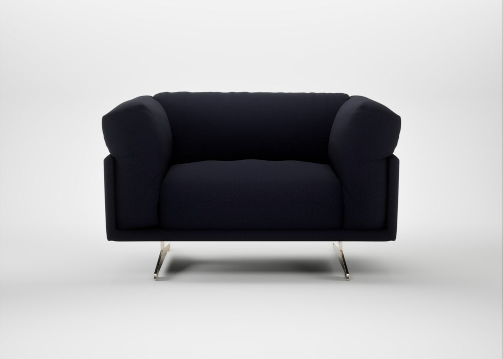 Novara Loveseat Boucle Indigo / Stainless Steel