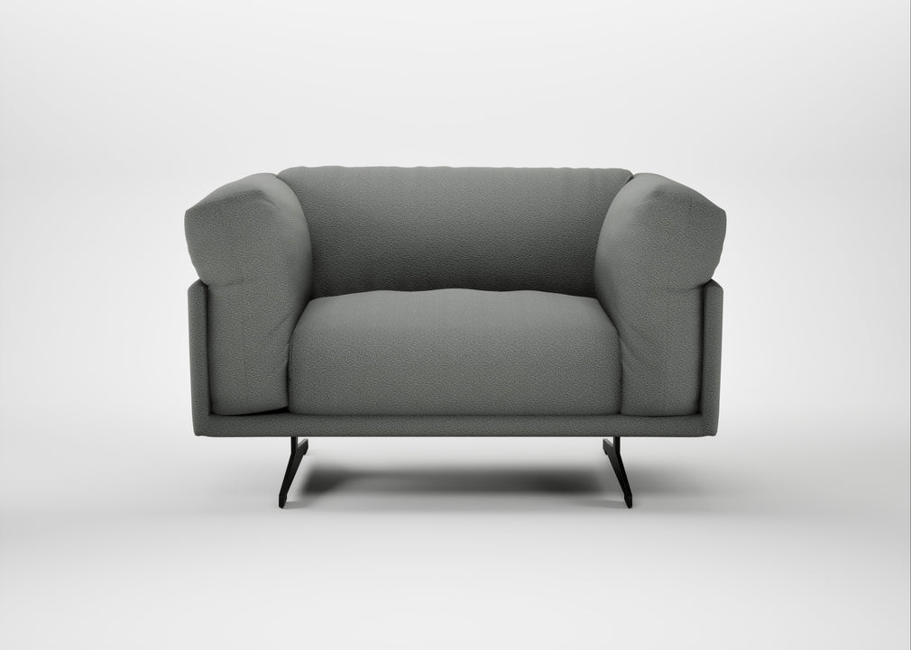 Novara Loveseat Boucle Steel / Black