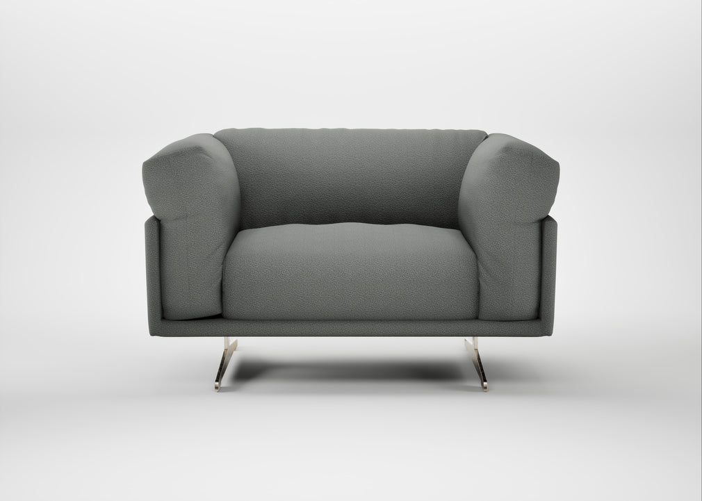 Novara Loveseat Boucle Steel / Stainless Steel