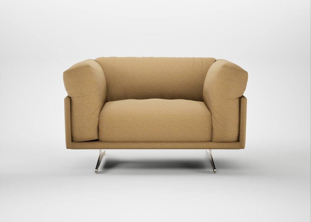 Novara Loveseat Boucle Tweed Citrine / Stainless Steel