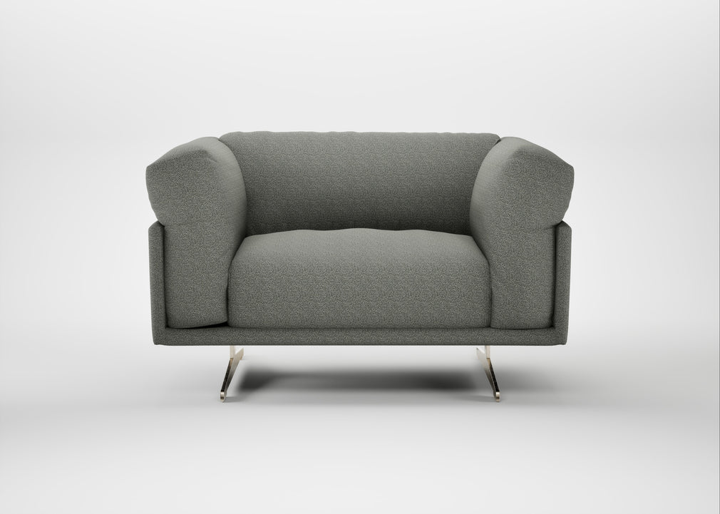 Novara Loveseat Boucle Tweed Lapis / Stainless Steel