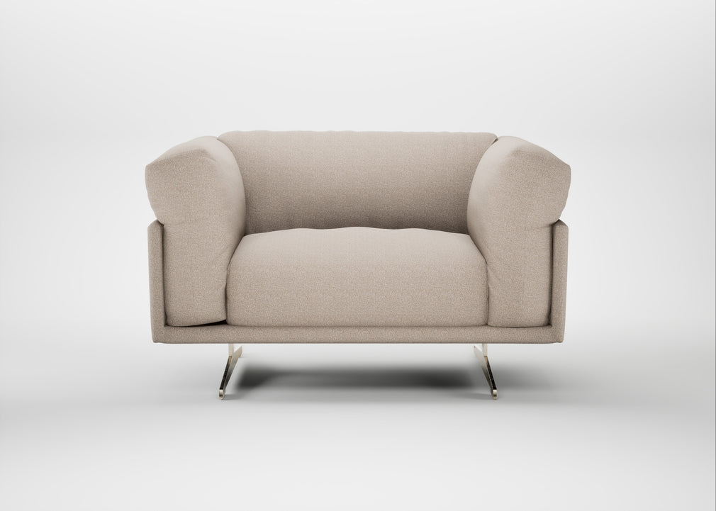 Novara Loveseat Boucle Tweed Pearl / Stainless Steel