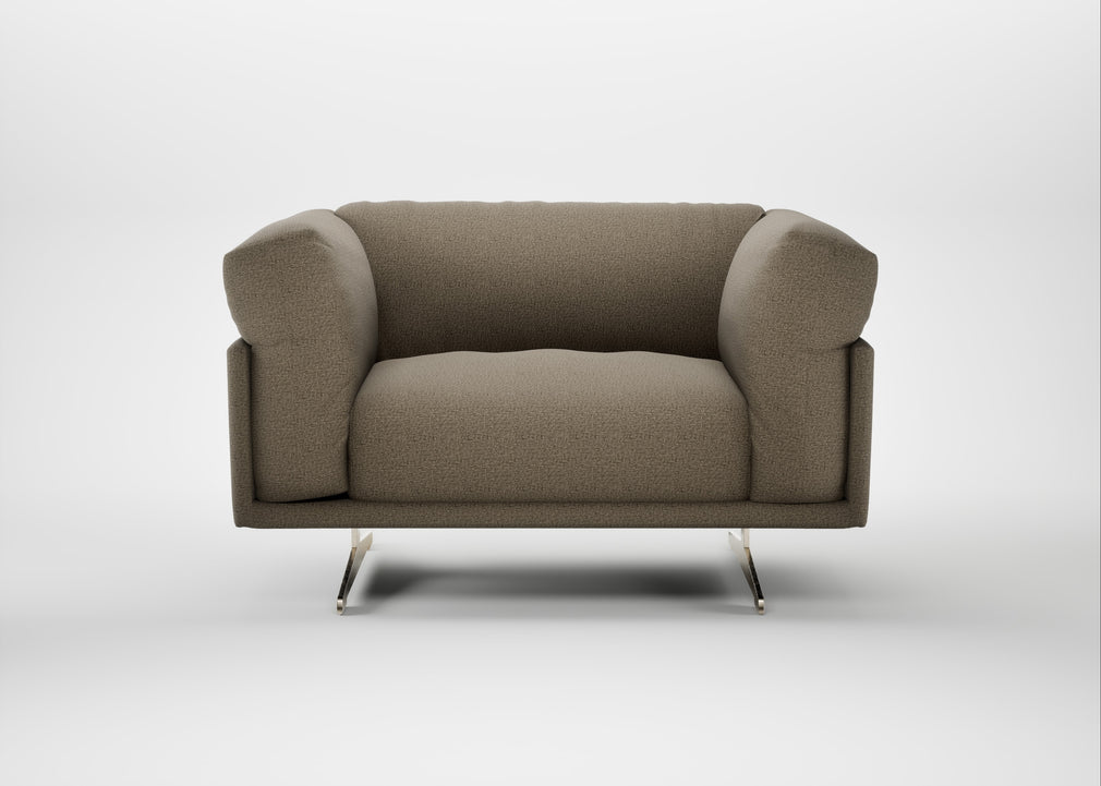 Novara Loveseat Boucle Velvet Rocky / Stainless Steel