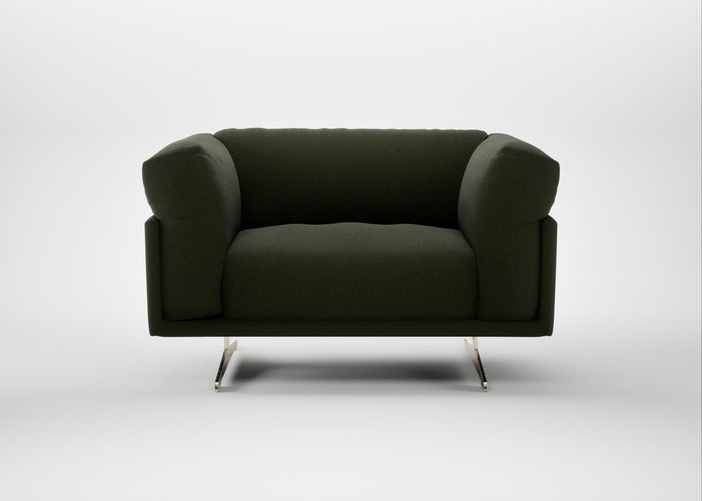 Novara Loveseat Boucle Velvet Wilder / Stainless Steel