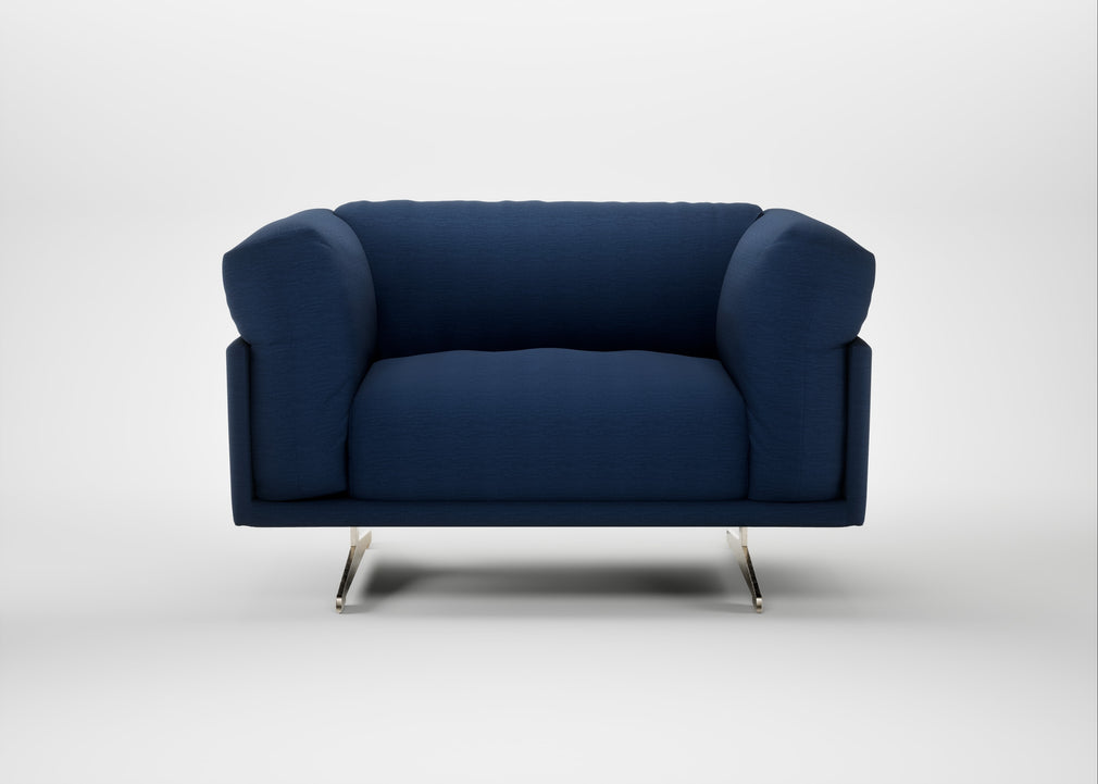 Novara Loveseat Broad Weave Lagoon / Stainless Steel