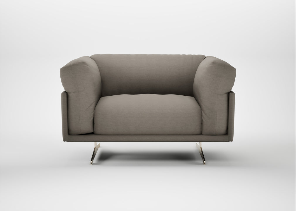 Novara Loveseat Broad Weave Pebble / Stainless Steel