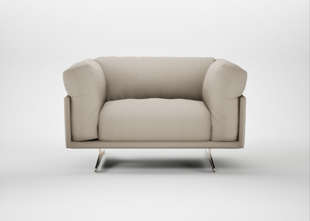 Novara Loveseat Broad Weave Putty / Stainless Steel