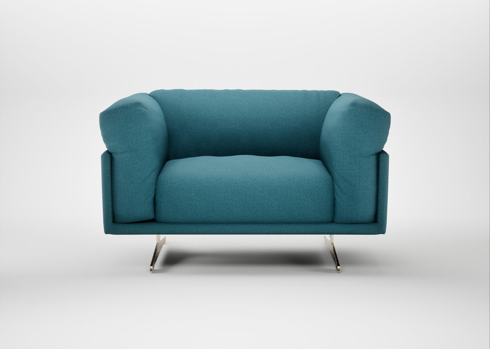 Novara Loveseat Brushed Cotton Cadet / Stainless Steel