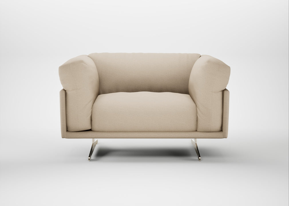 Novara Loveseat Brushed Cotton Oat / Stainless Steel