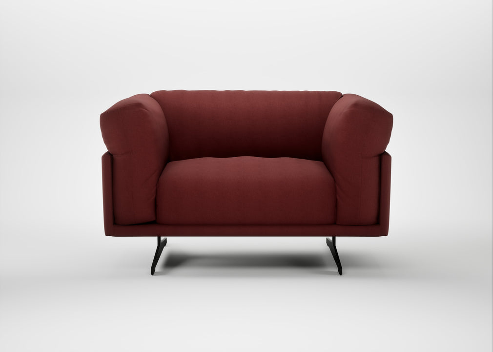 Novara Loveseat Capelo Linen-Cotton Etruscan Red / Black