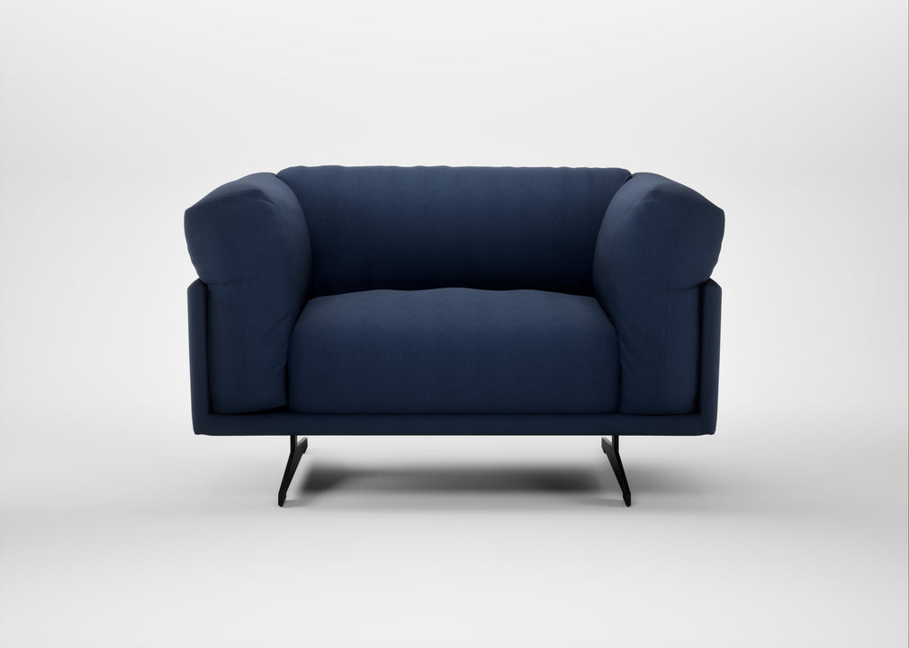 Novara Loveseat Capelo Linen-Cotton Inkspot / Black