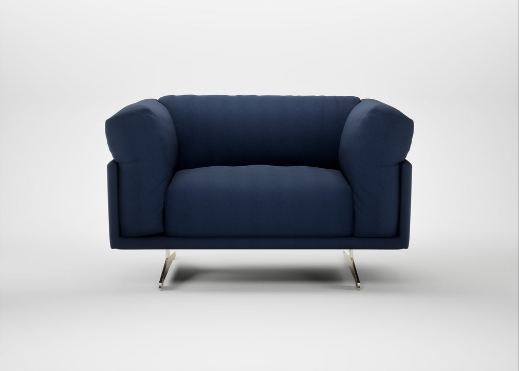 Novara Loveseat Capelo Linen-Cotton Inkspot / Stainless Steel