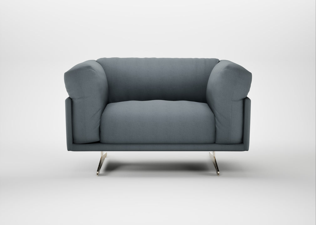 Novara Loveseat Capelo Linen-Cotton Mineral / Stainless Steel