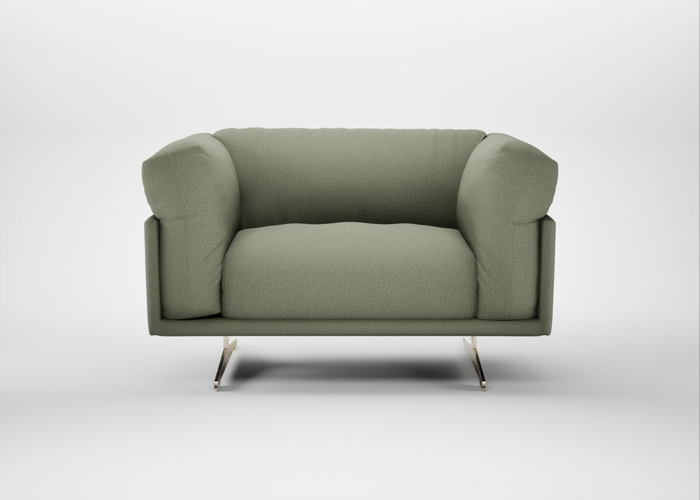 Novara Loveseat Capelo Linen-Cotton Sage / Stainless Steel