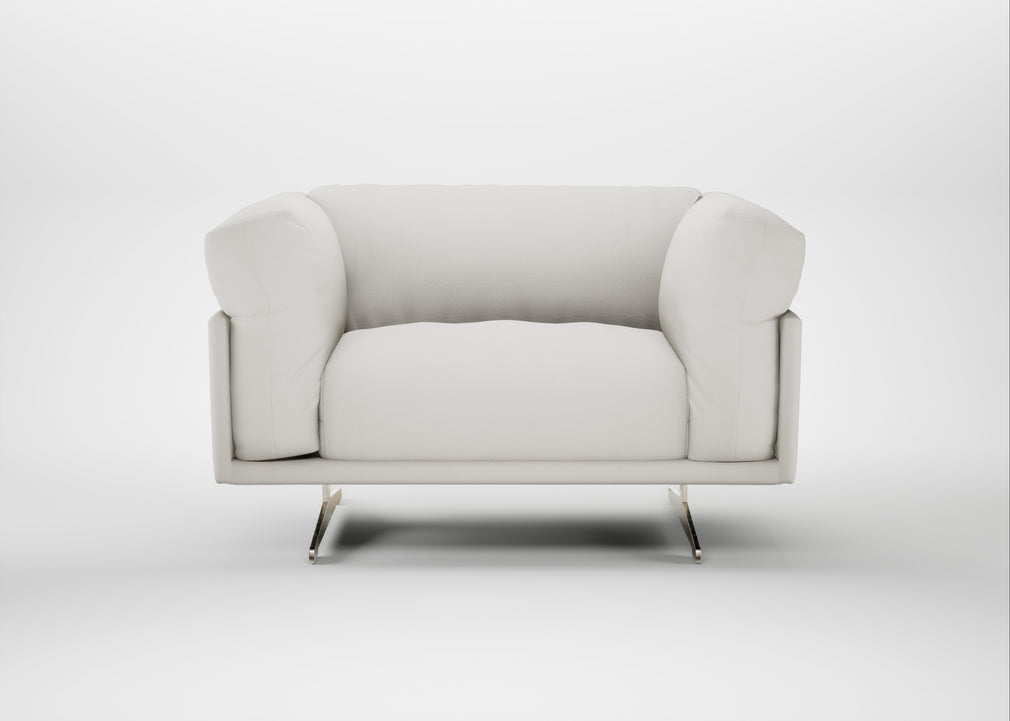 Novara Loveseat Capelo Linen-Cotton Sea Salt / Stainless Steel