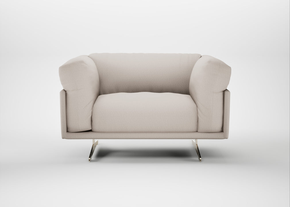 Novara Loveseat Capelo Linen-Cotton Sesame / Stainless Steel