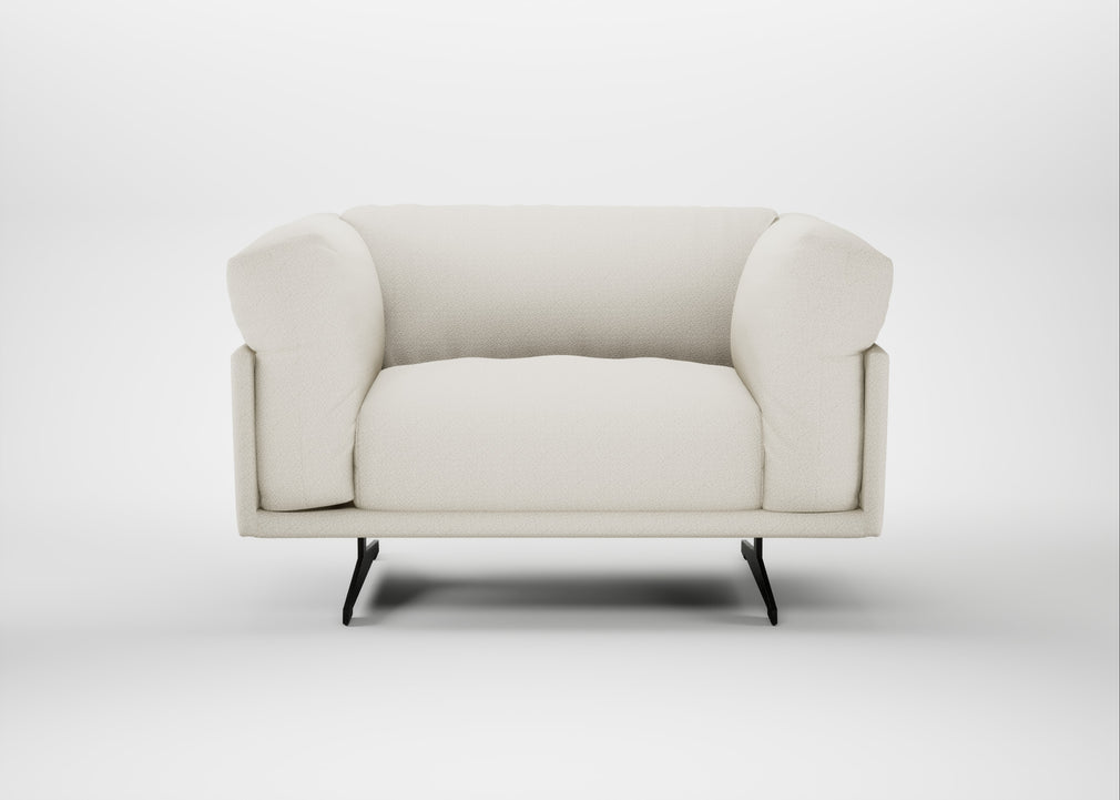 Novara Loveseat Chunky Boucle Ecru / Black